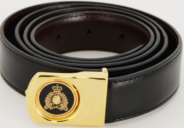 Belt Leather with Gold Crest Reversible  / Ceinture en cuir réversible avec crête en or